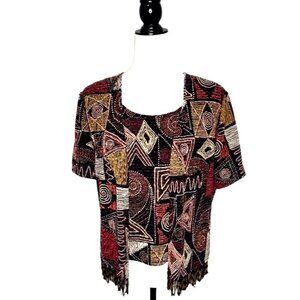 Vintage Joseph Ribkoff 90's Beaded Camisole & Jacket Metallic Thread Size 8